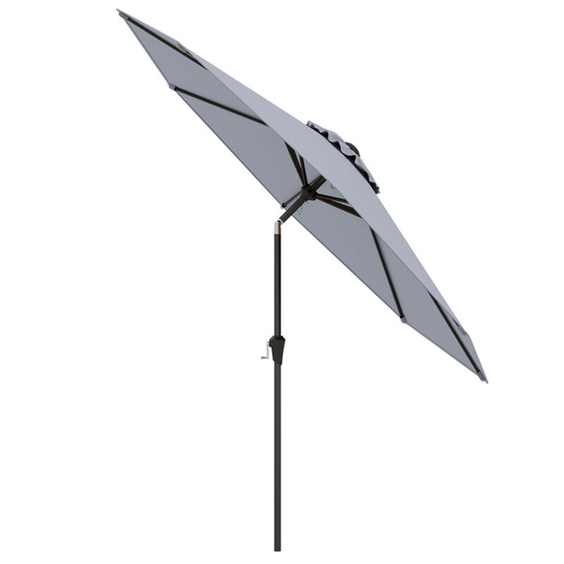 9 FT Outdoor Market Patio Table Umbrella Push Button Tilt Crank Lift-gray image number 8