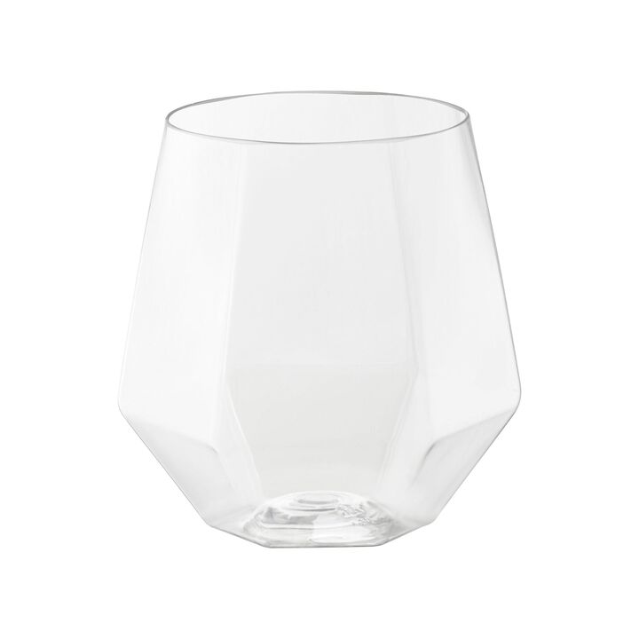 12 oz. Clear Hexagonal Stemless Plastic Wine Goblets (64 Glasses)