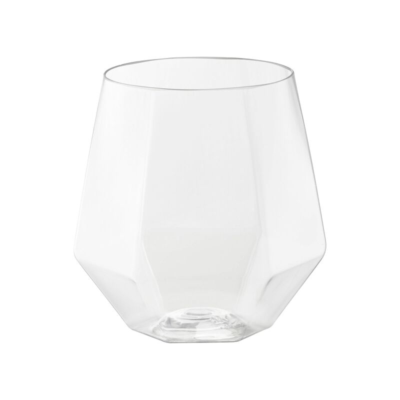 12 oz. Clear Hexagonal Stemless Plastic Wine Goblets (64 Glasses) image number 0