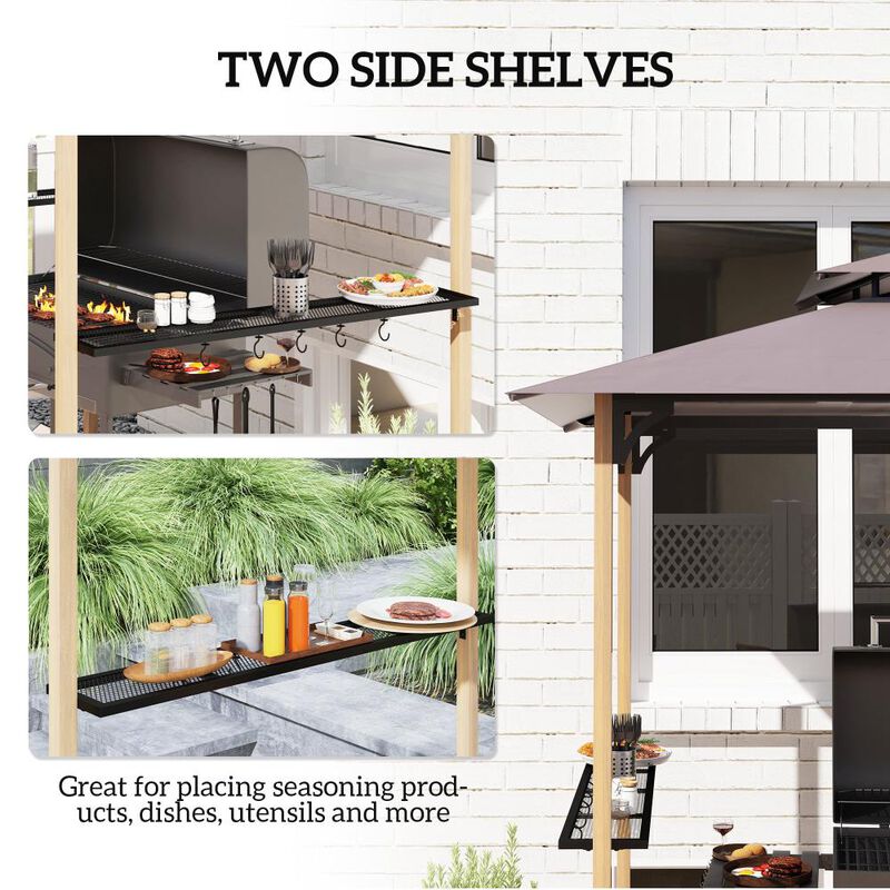 Hivvago 8x5 BBQ Grill Gazebo with 2 Shelves and 10 Hooks image number 4