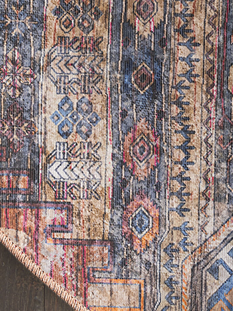 Machine Washable Series 1 SR106 Multicolor 5'3" x Round Rug