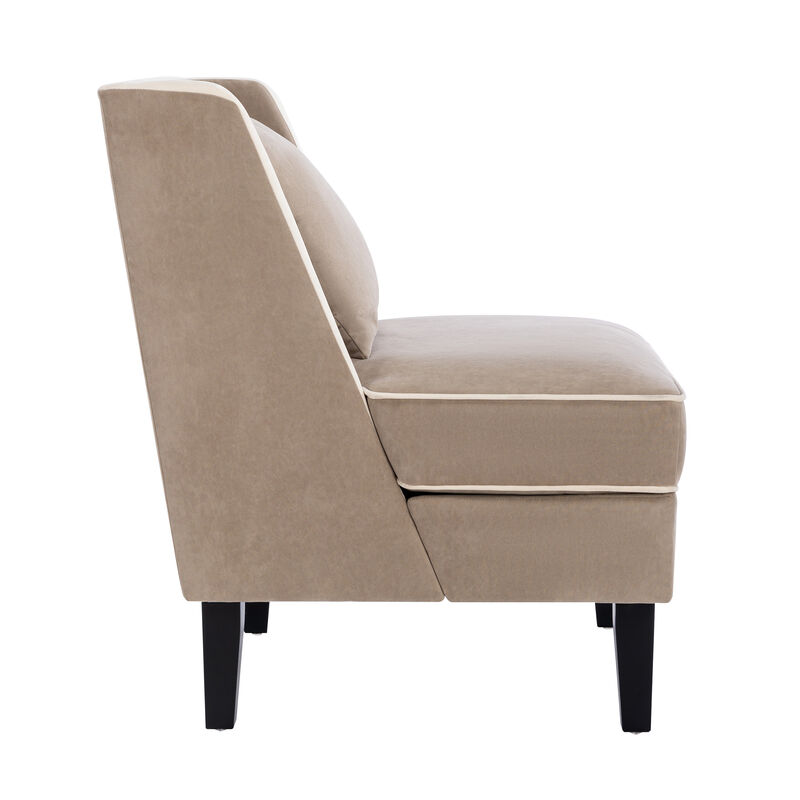 Merax Velvet Upholstered Armchair with Pillow and Thick Padded Cushion