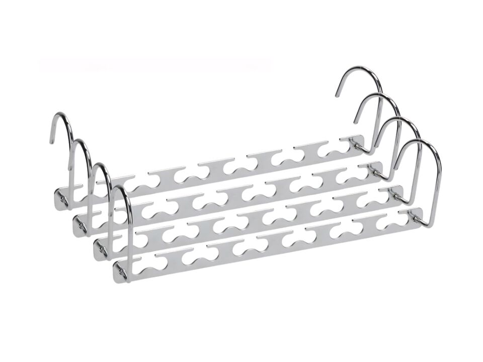 Metal Space-Saving Hangers for Clothes | 4-Pack, 6 Slots, 360&deg; Rotating Hooks