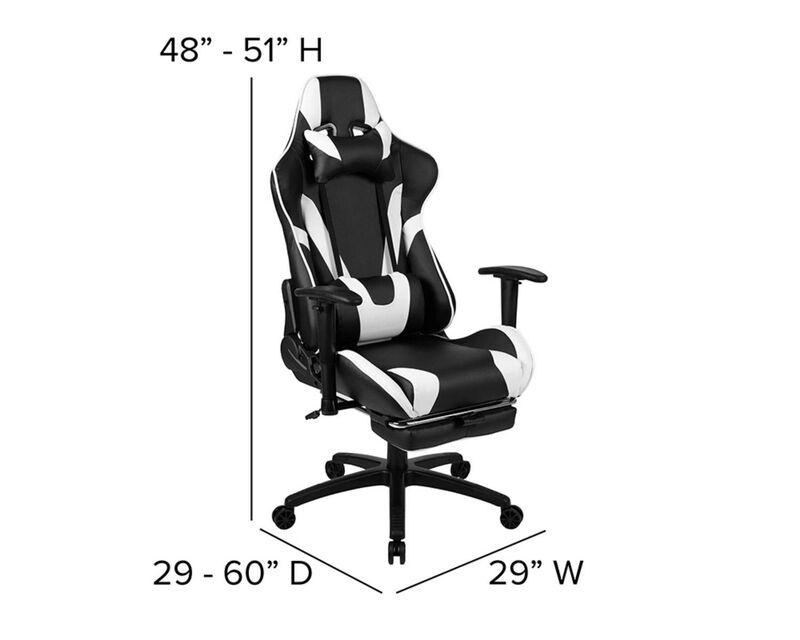 Flash Furniture Red Gaming Desk and Black Footrest Reclining Gaming Chair Set with Cup Holder and Headphone Hook