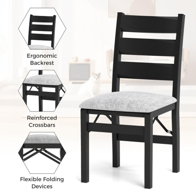 Hivvago Modern Upholstered Folding Chairs Set of 2 with Comfy Backrest