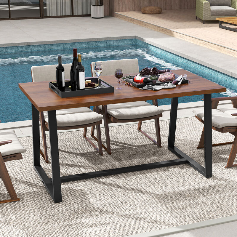 Large Dining Table with Anti-Slip Foot Pads for Stable and Comfortable Dining Experience