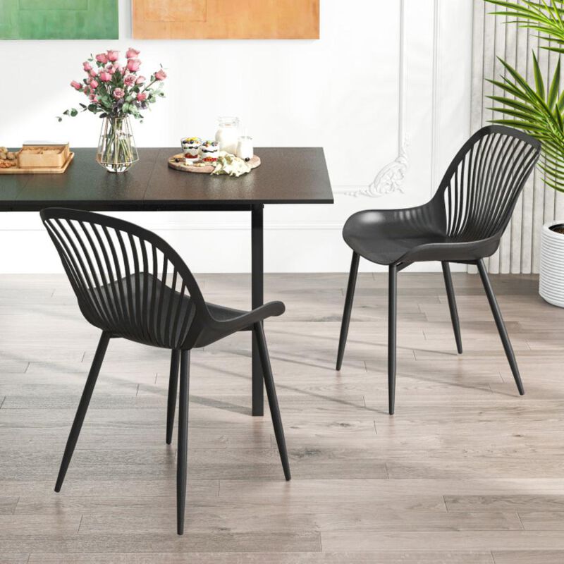 Hivvago Modern Kitchen Chairs with Metal Legs, Cutout Backrest, Curved Seat for Dining Room Home Office