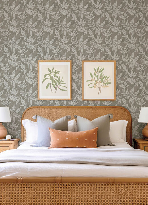 Anita Pewter Woodland Floral Wallpaper