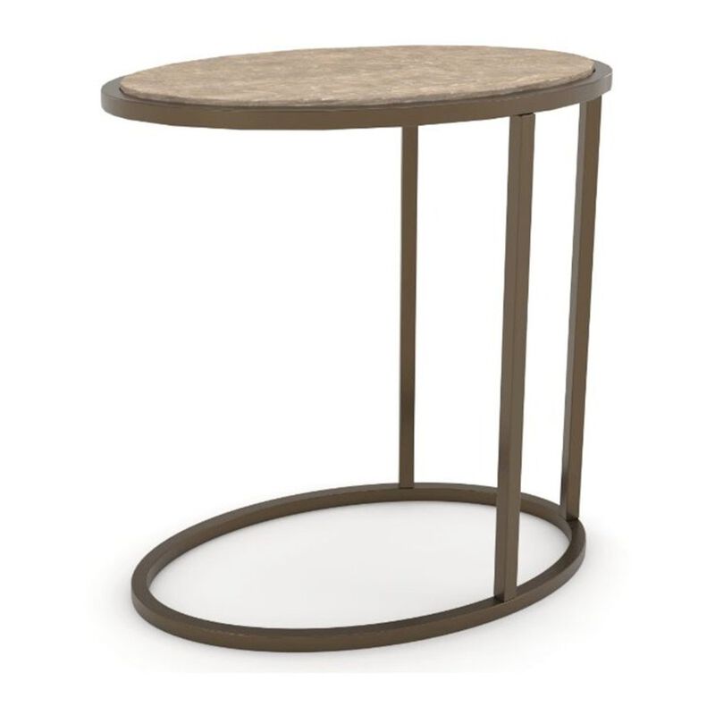 Bernards Transitional Elements Metal/Wood Top Chairside Table - Toffee image number 0