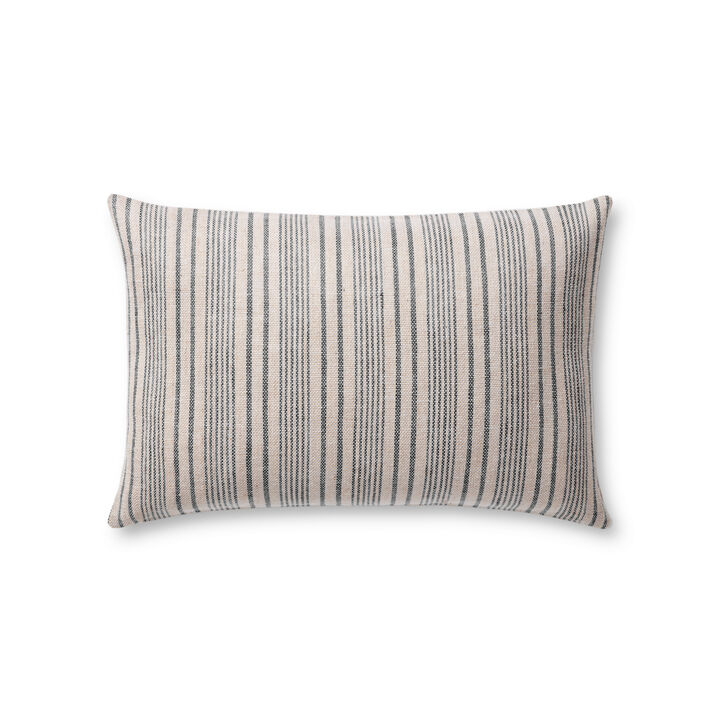 Elaine PMH0031 Beige/Navy 13''x21'' Polyester Pillow by Magnolia Home by Joanna Gaines x Loloi, Set of Two