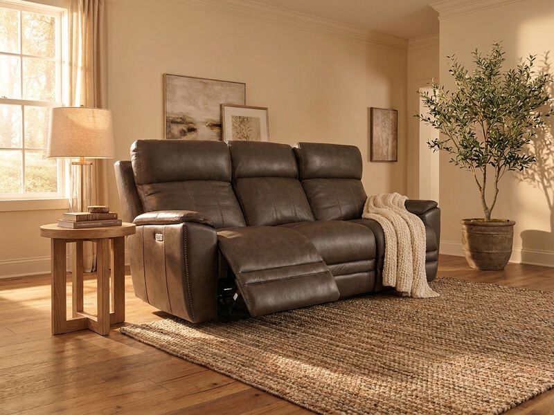 Talladega Grey Leather Power Reclining Sofa with Headrest image number 1