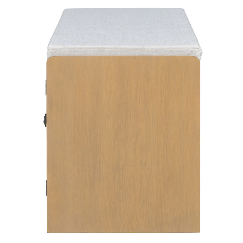 TREXM Rustic Storage Bench Wood Entryway Shoe Bench image number 2