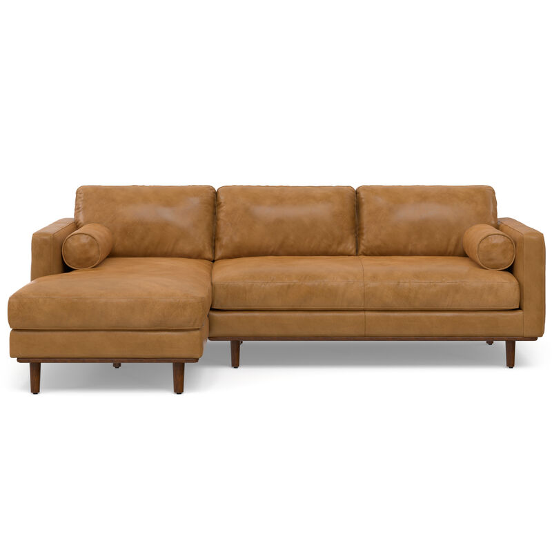 Morrison Mid Century Left Sectional 102 inch Wide Sofa Sectional in Sienna Genuine Leather