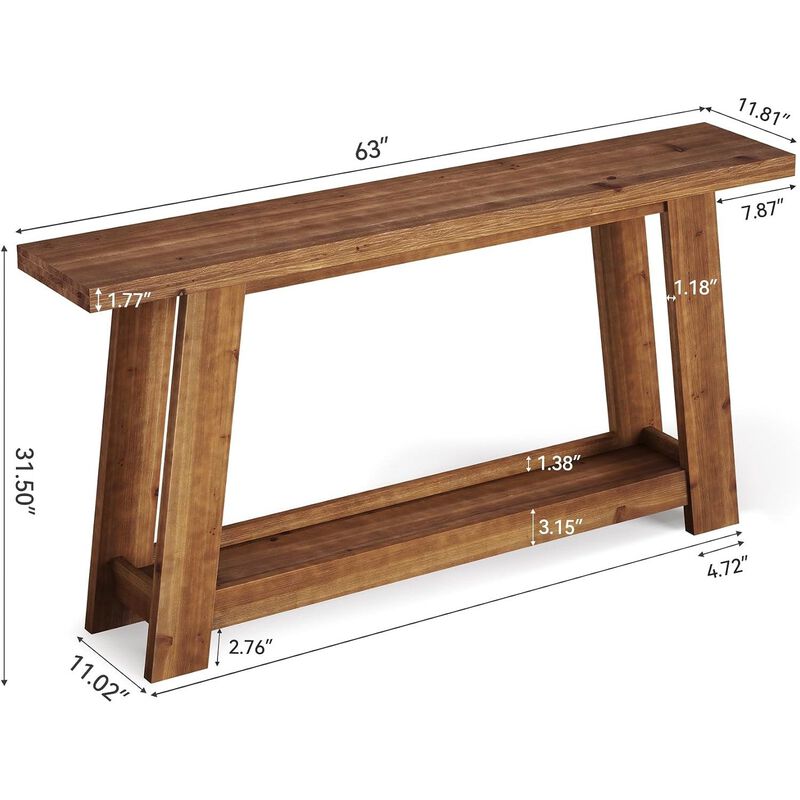 Tribesigns Classic 2-Tier Wood Console Table image number 4