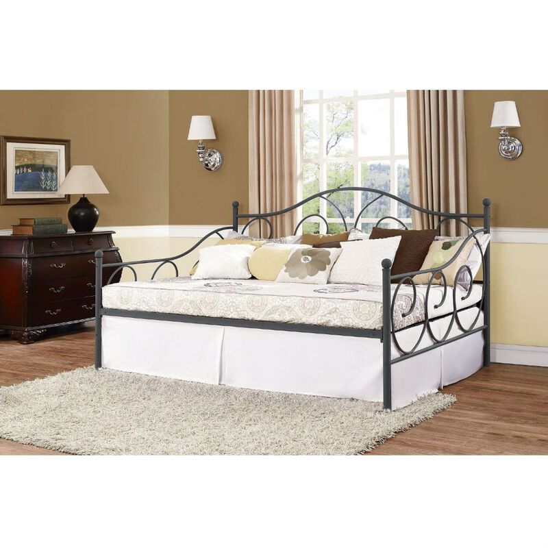 QuikFurn Full Metal Daybed Frame Contemporary Design Day Bed in Bronze Pewter Finish