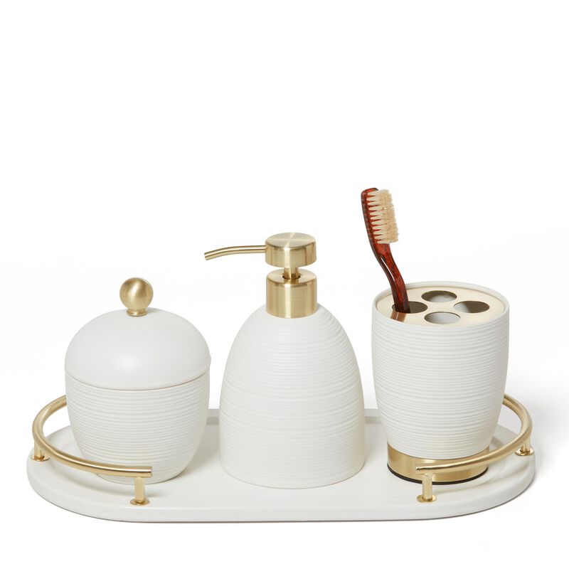 Dubai 4 pc bathroom accessory set (brass trim) image number 0