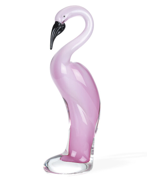 HomeRoots Murano Glass Flamingo Figurine Tabletop Sculpture