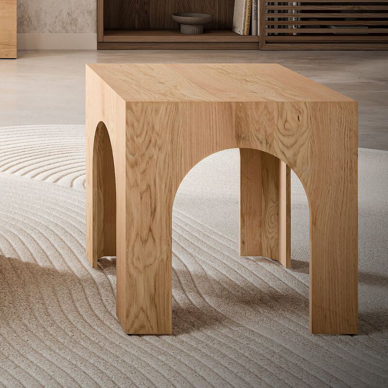 Jofran Archimedes 20 Arched Wood Square Modern Rustic End Table