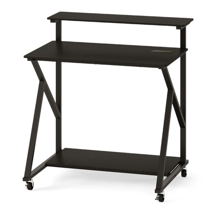 Compact Rolling Computer Desk with Power Outlets for Small Spaces