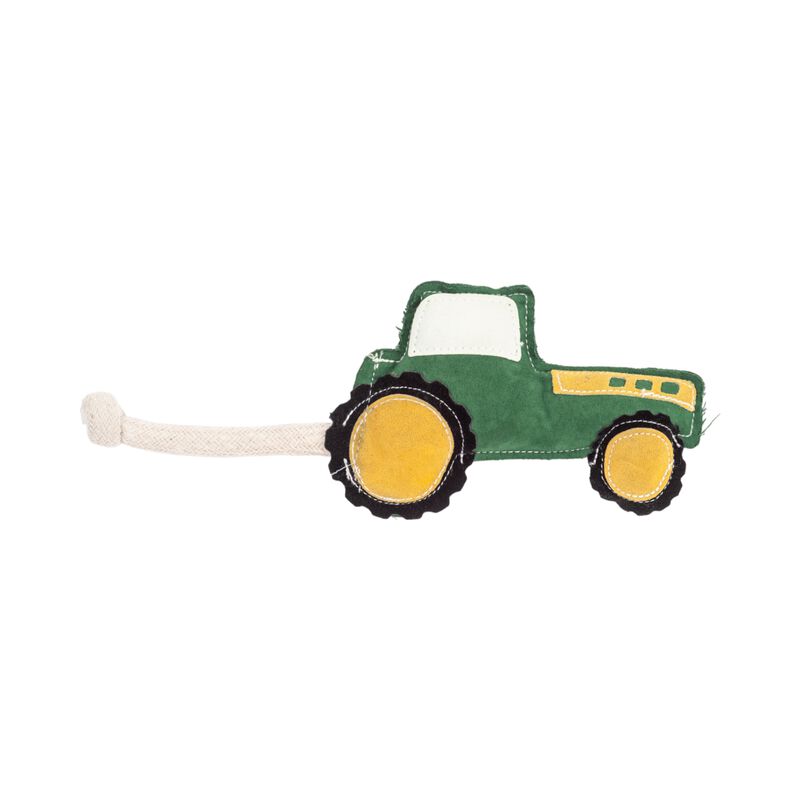 Country Living Vegan Leather Tractor Dog Chew Toy, Durable, Eco-Friendly, Safe and Non-Toxic – Green