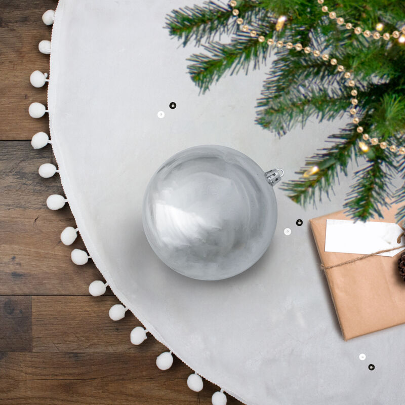 Shiny Silver Shatterproof Christmas Ball Ornament 4" (100mm) image number 1