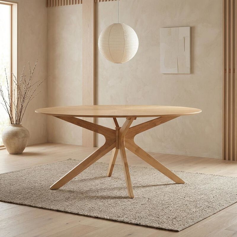 Oak Oval Wood Dining Table, Modern Style, Seats 6, Wood Dining image number 3