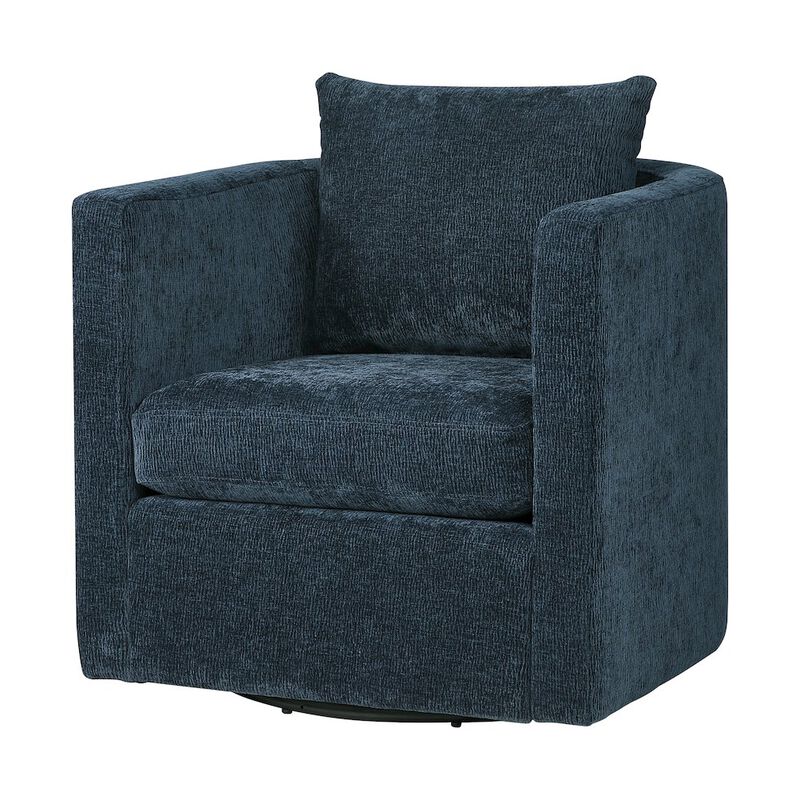 Sheldon Navy Blue Swivel Barrel Chair