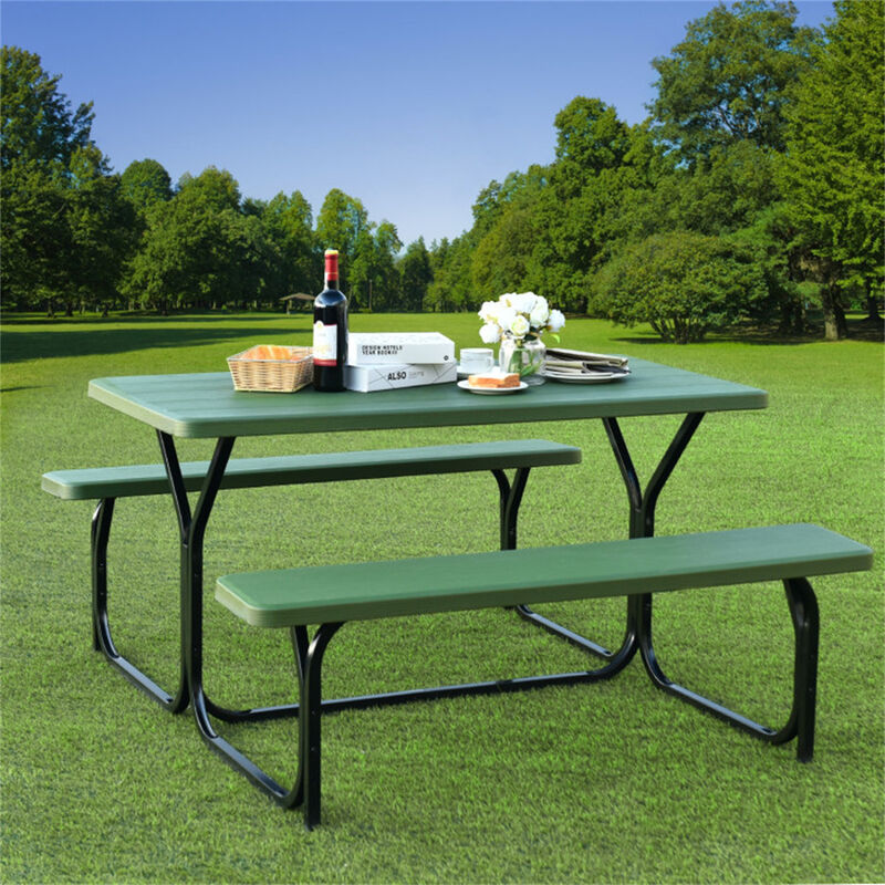 Heavy-Duty Picnic Table Bench Set for Garden Park and Deck