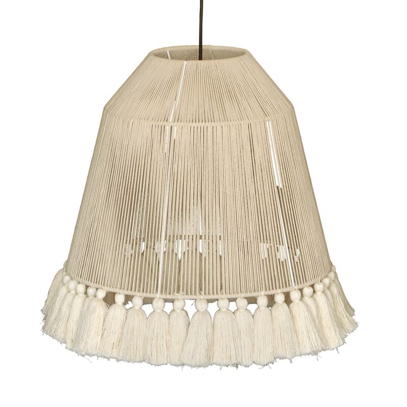 Helen White Cotton Tasseled Pendant Lamp image number 3
