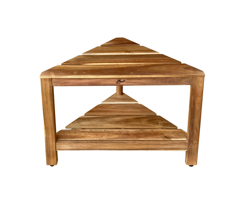 Zen&reg; 18"H Acacia Wood Corner 2 Tier Shower Shelf & Shaving Stand image number 4