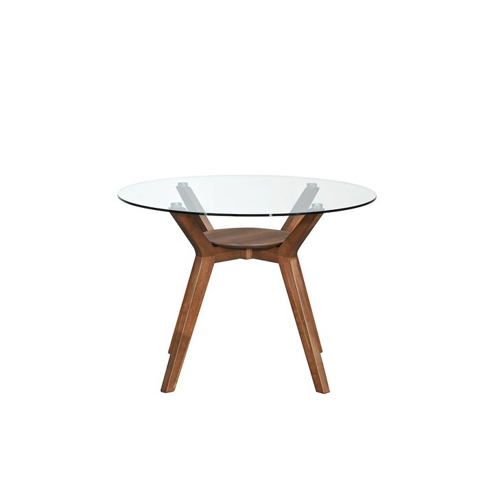 New Classic Furniture Oscar Wood Dining Table with Glass Top in Walnut