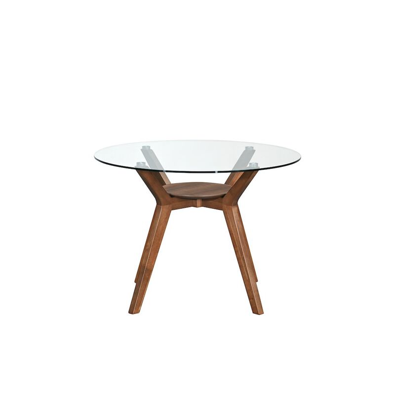 New Classic Furniture Oscar Wood Dining Table with Glass Top in Walnut