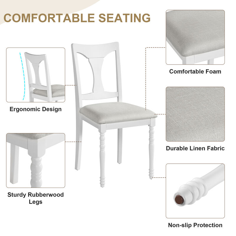 Merax 7-Piece Dining Table Set, 60inch to 78inch Extendable Wood Dining Table with Removable Leaf
