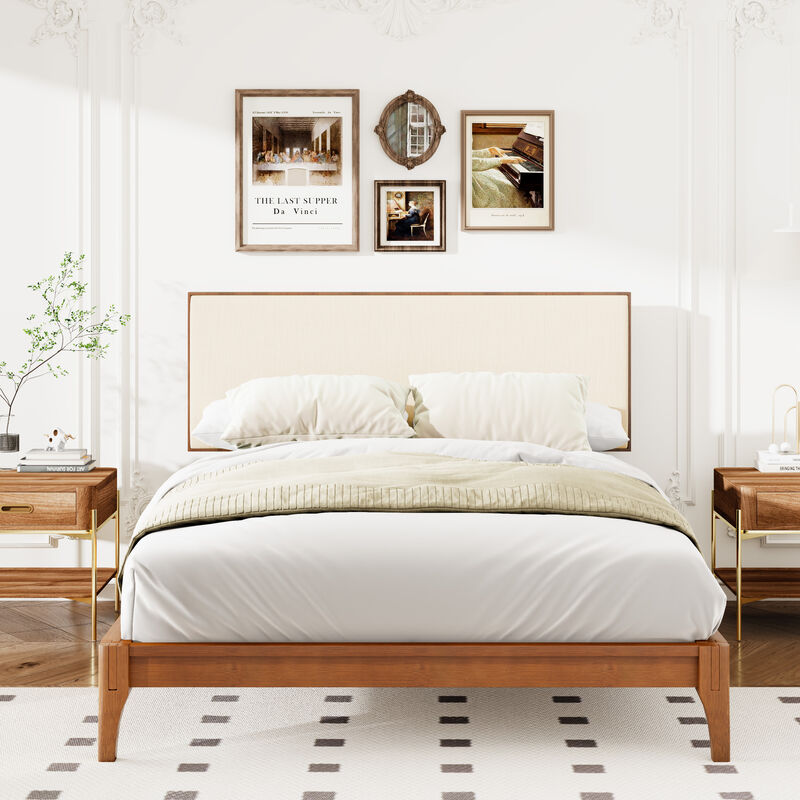 Merax Solid Platform Bed  with Headboard image number 1