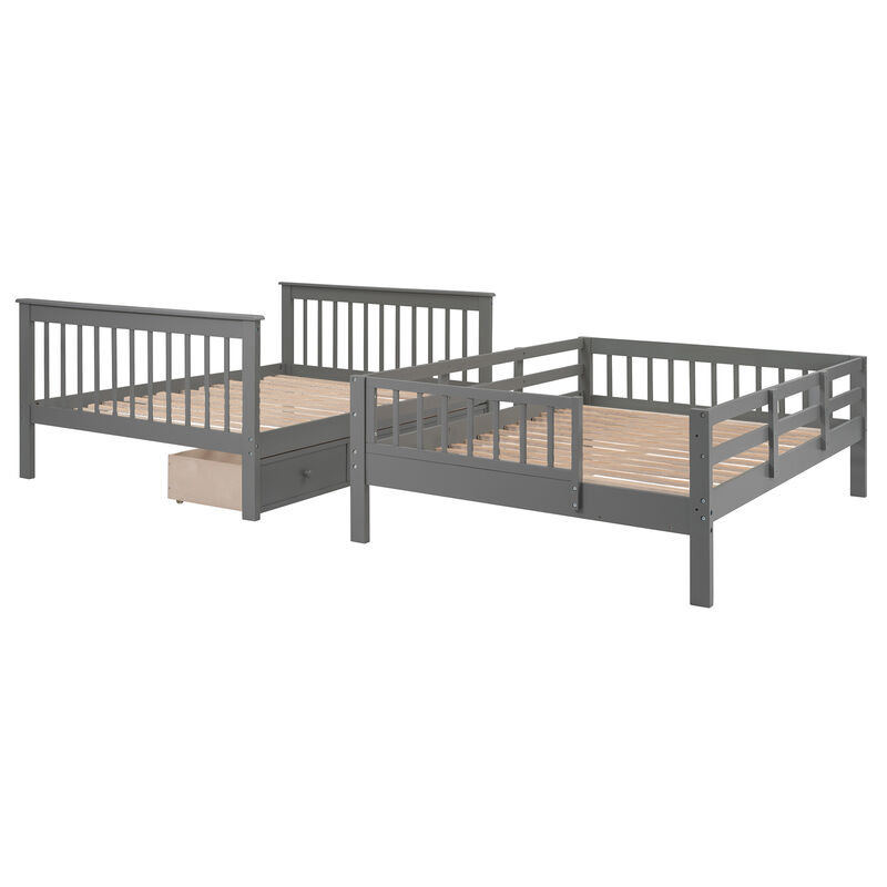 Merax Stairway Full-Over-Full Bunk Bed with Drawer
