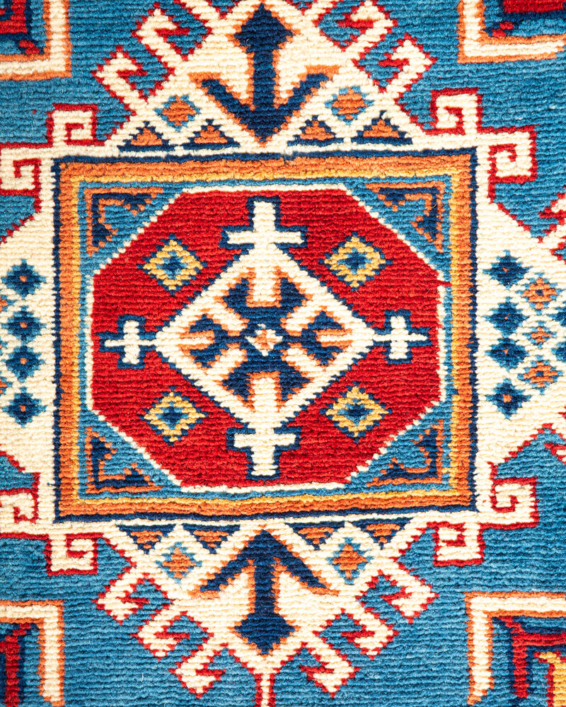 Tribal, One-of-a-Kind Hand-Knotted Area Rug  - Blue, 6' 5" x 10' 6"