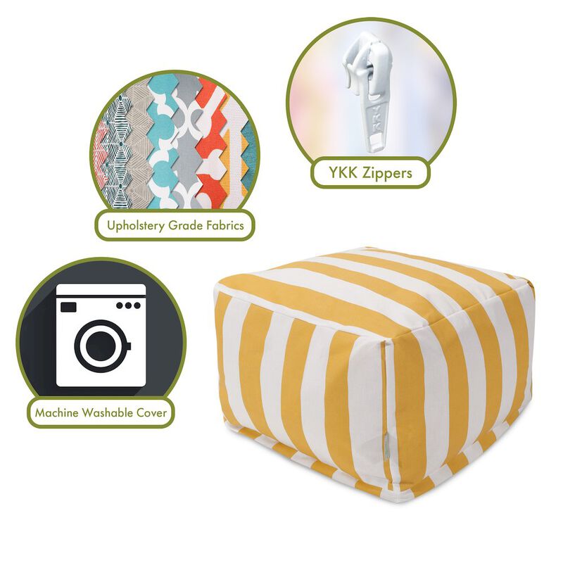 Majestic Home Goods Ottoman Pouf Vertical Stripe Yellow