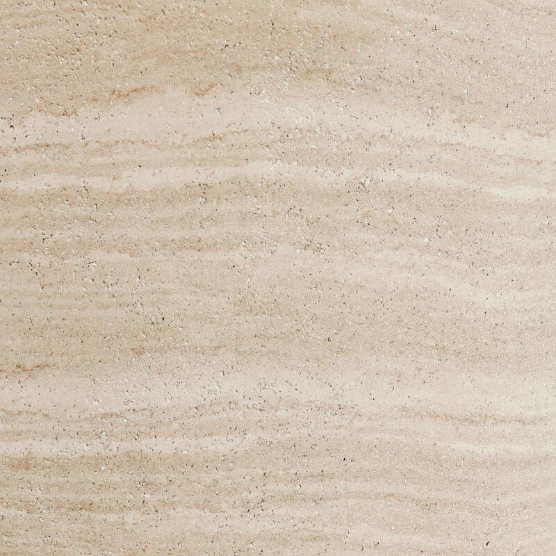 Kiva Outdoor End Table with Plinth Style Base, Beige Concrete 18 Inch - Benzara