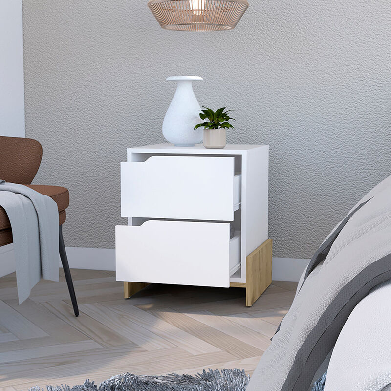 Nightstand Brookland, Bedroom, White / Macadamia