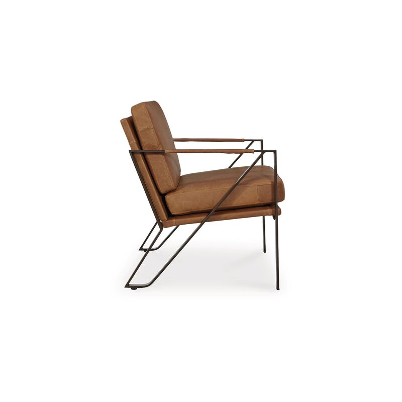 Gery Accent Chair, Caramel Brown Top Grain Leather, Bronze Metal Frame image number 3