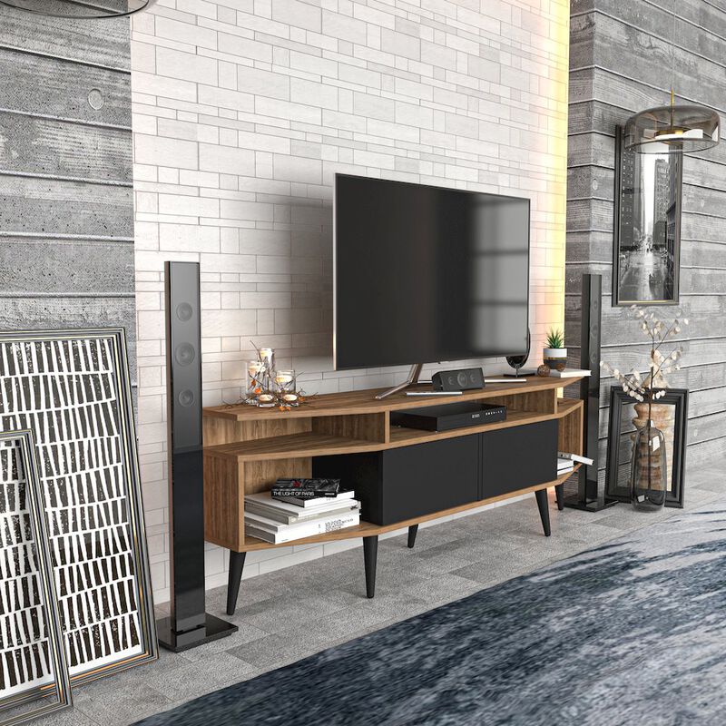 Decorotika Dennis Tv Stand - Walnut & Black