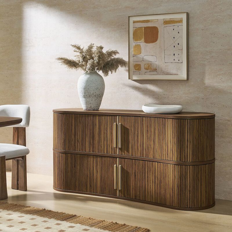 Radcliffe 63" Curved Fluted Sideboard Buffet Cabinet image number 7