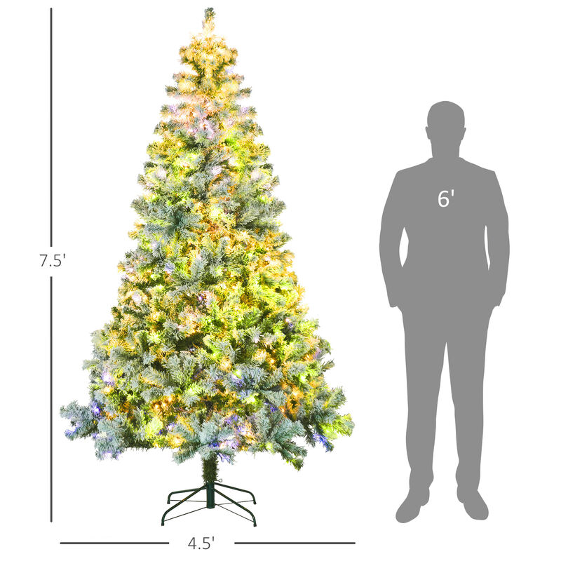 BreeBe 7.5 ft Prelit Artificial Snow Christmas Tree with Sturdy Steel Base image number 2