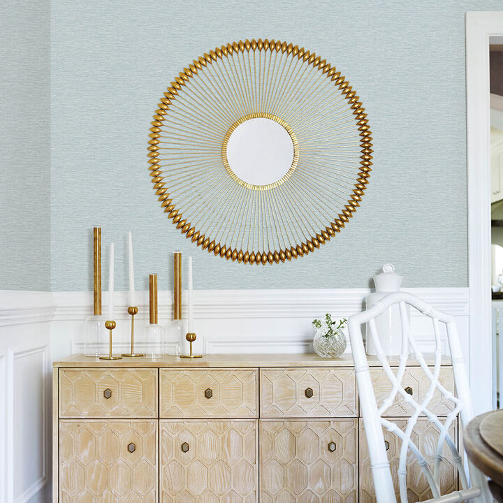 Gump Light Blue Faux Grasscloth Wallpaper