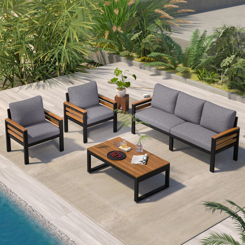 Merax Outdoor Patio Conversation Set Sofa Set for 5 People image number 2