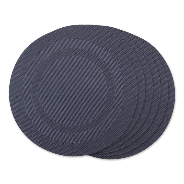 Set of 6 Blue Geometric Double Frame Round Outdoor Placemats 13.75"