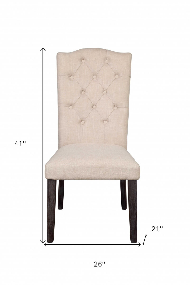 Set of 2 Tufted Linen Upholstered Dining Chairs, Side Chairs for Kitchen or Dining Room