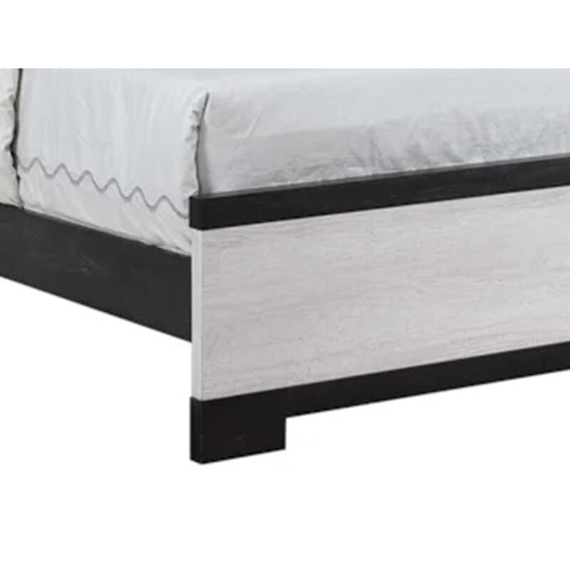 Ruthe King Panel Bed with Horizontal Trim Lines, White Grained Wood