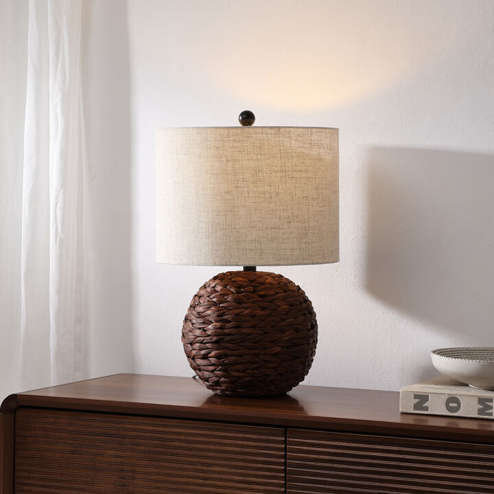 Camilo 21.5" Modern Coastal Woven Rattan Globe LED Table Lamp