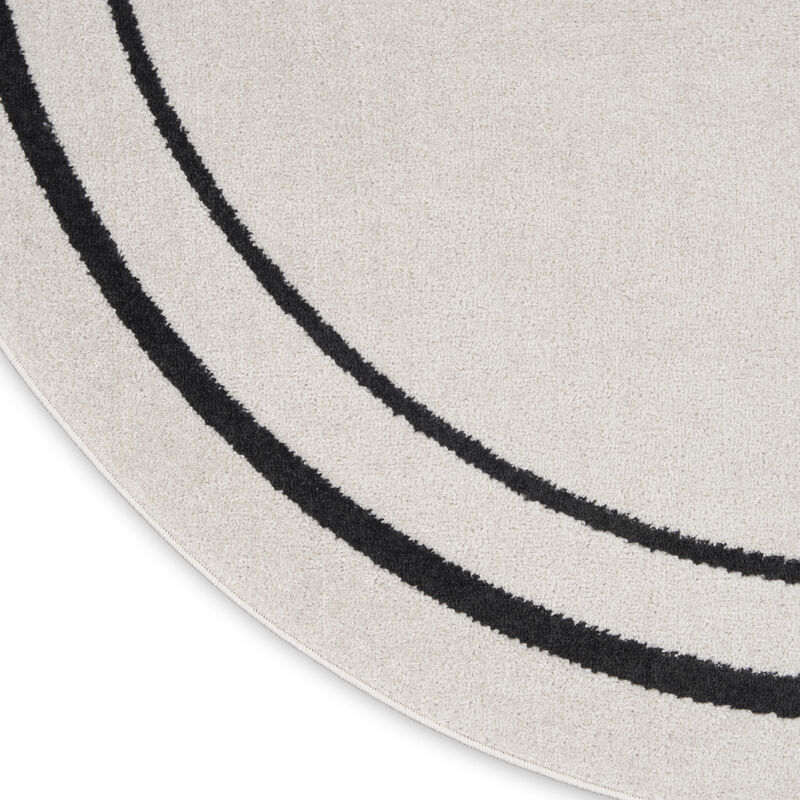 HomeRoots 4' Ivory And Black Round Indoor Outdoor Area Rug image number 3